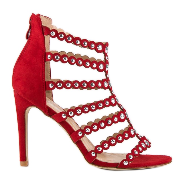 Røde sandaler på høj hæl