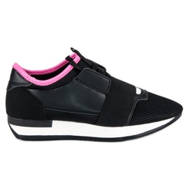Slip-on sportssko sort lyserød