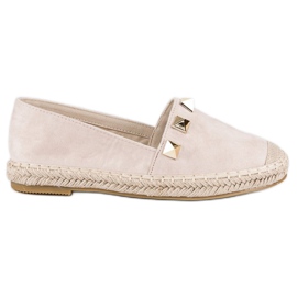 Bestelle Beige espadriller med rhinsten