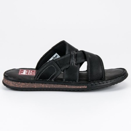 American Club Amerikanske læder flip flops sort