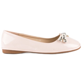 Ideal Shoes Pulverlakerede ballerinaer lyserød