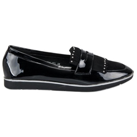 Sortlakerede loafers