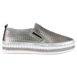 Vinceza læder sneakers grå