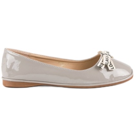 Ideal Shoes Grålakerede ballerinaer