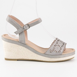 Ideal Shoes Grå espadriller på kilen