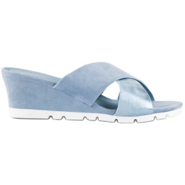Ideal Shoes Blå kile hjemmesko