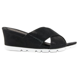 Ideal Shoes Sorte wedge hjemmesko