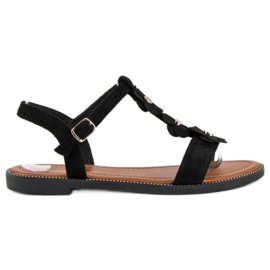 L. Lux. Shoes Ruskinds flade sandaler sort