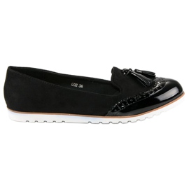 Super Me Sorte loafers med frynser