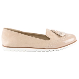 Super Me Beige loafers med frynser