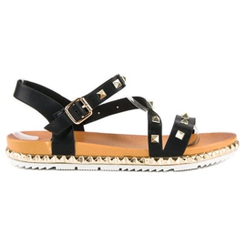 Anesia Paris Sorte sandaler med nitter