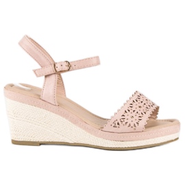 Ideal Shoes Beige kile espadriller