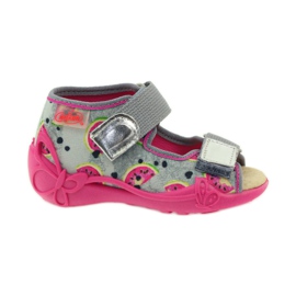 Hjemmesko, Velcro-sandaler, Befado 242p080 grå lyserød