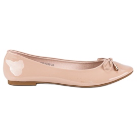 Ideal Shoes Lakerede beige ballerinaer