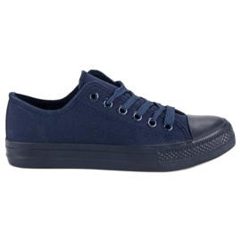 Marineblå sneakers med binding