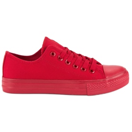 Røde sneakers med binding