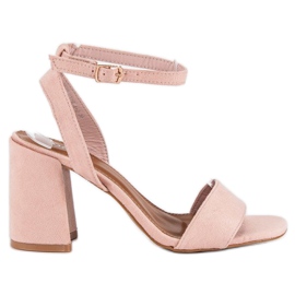 Pink ruskindssandaler lyserød