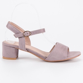 Ideal Shoes Lavhælede ruskindssandaler violet
