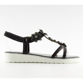 Komfortable sandaler med blomster sort 127-58 Sort