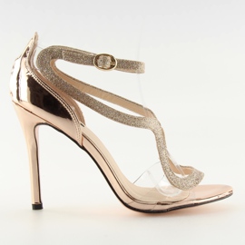 Pink sandaler på høj hæl 1443 champagne lyserød