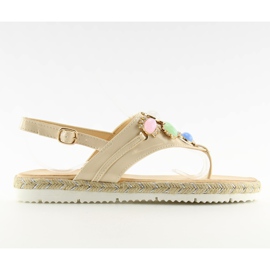 Sandaler med sten beige 3072 beige