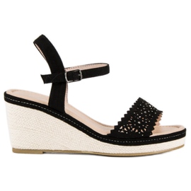 Ideal Shoes Sorte espadriller på kiler