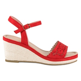 Ideal Shoes Røde Espadrilles På Kilen