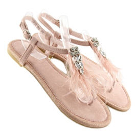 Pink sandaler med fjer 7267 Pink lyserød