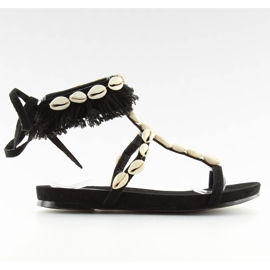 Sorte sandaler med skaller 8225 Sort