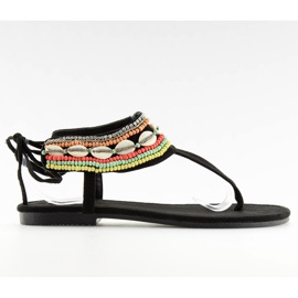 Sorte sandaler med perler 8241 sort
