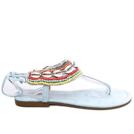 BM Sandaler med blå perler 8241 L.BLUE