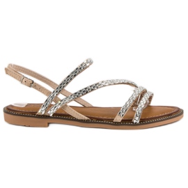Fama Stilfulde flade sandaler brun