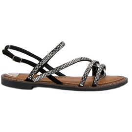 Fama Stilfulde flade sandaler sort