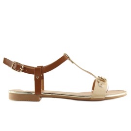Beige sandaler på flad sål 9871 Beige