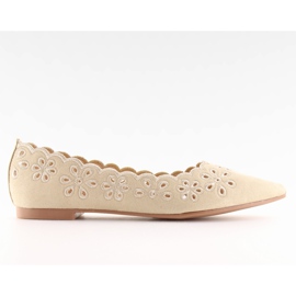 Beige IT-29 Beige ballerinaer med gennembrudt mønster