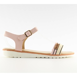 Pink sandaler på flad sål J1024 lyserød