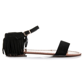 Queen Vivi Flade sandaler med frynser sort