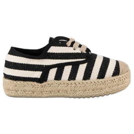 Corina Knyttede ribbede espadriller sort brun