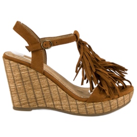 Corina Brune sandaler med frynser