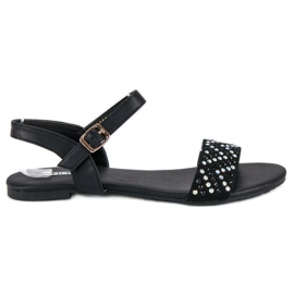 Vices Stilfulde sandaler med flade skruestik sort