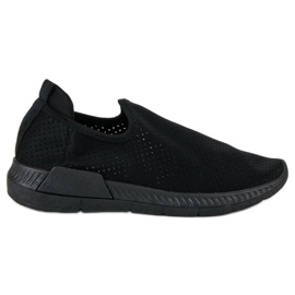 Gennembrudte, slip-on sportssko sort
