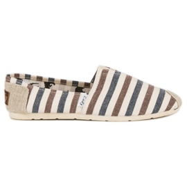 L. Day Beige stribede slipons brun grå