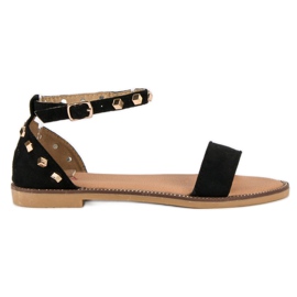 Fashion Sandaler i ruskind med nitter sort