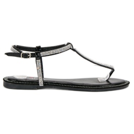 Top Shoes Flip-flops med krystaller sort