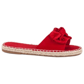 Espadriller i ruskind rød