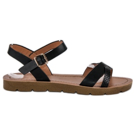 Sorte flade sandaler