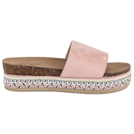 Boho ruskind hjemmesko lyserød