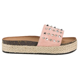 L. Lux. Shoes Espadriller flip-flops med nitter lyserød