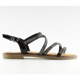 Sandaler med sorte cubic zirconias K952 Sort