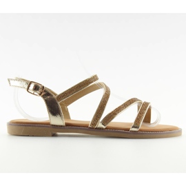 Sandaler med gyldne cubic zirconias K952 guld gylden